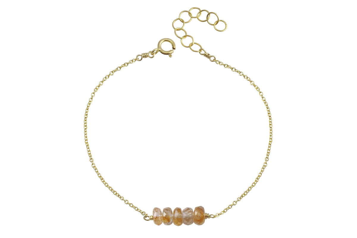 Elements- Zircon 5 stone gold filled adjustable chain bracelet bracelet Amanda K Lockrow 