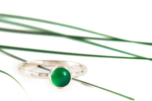 Green onyx 6mm sterling silver stacking ring ring Amanda K Lockrow 
