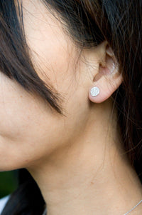 Silver hammered stud earrings (ready to ship) dot crosshatched earrings Amanda K Lockrow 