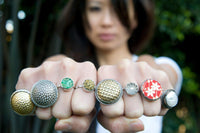 Pink tobiko silver ring - button ring ring Amanda K Lockrow 