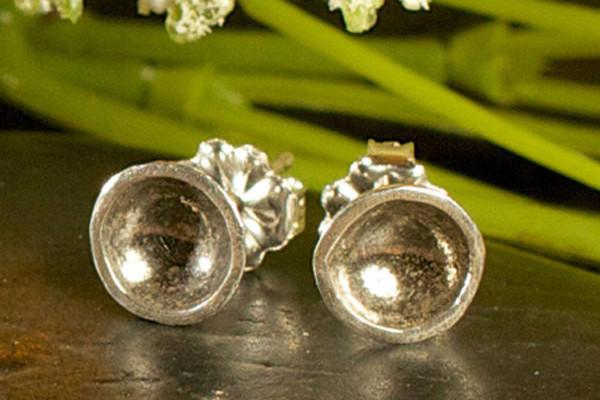 Darling bowl studs- recycled sterling silver earrings Amanda K Lockrow 