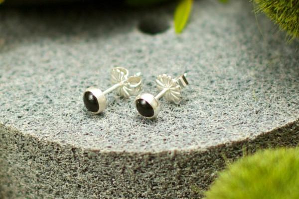 Black onyx 4mm silver stud earrings earrings Amanda K Lockrow 