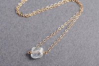 Raw pink opal little rock 14K yellow gold filled necklace necklace Amanda K Lockrow 