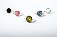Pink tobiko silver ring - button ring ring Amanda K Lockrow 