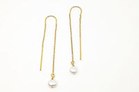 Pearl 14k gold filled threader earrings earrings Amanda K Lockrow 