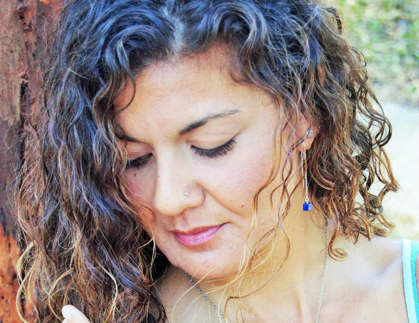 Garnet drop sterling silver threader earrings // ear threads earrings Amanda K Lockrow 