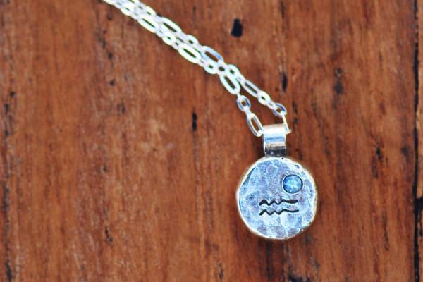 Elements aquarius zodiac necklace- sterling silver necklace Amanda K Lockrow 