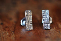 Crosshatched rectangle sterling silver stud earrings earrings Amanda K Lockrow 
