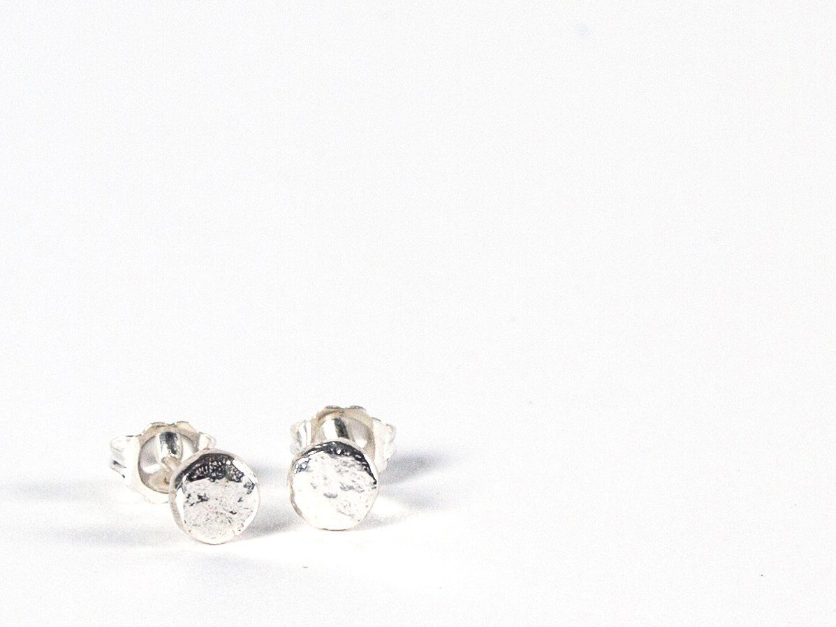 Sterling silver pebble studs earrings Amanda K Lockrow 