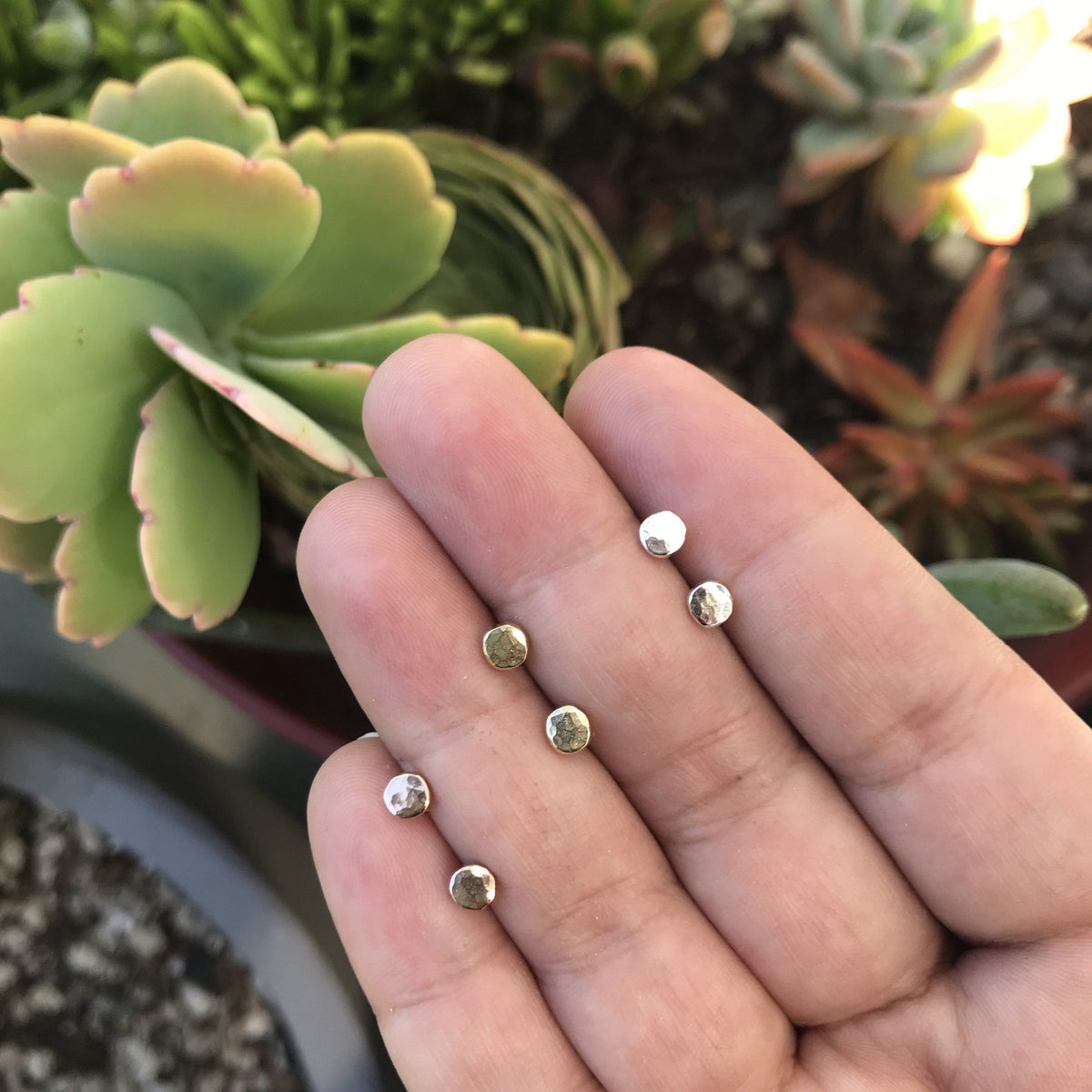 Teeny tiny pebble studs - choose from gold or silver earrings Amanda K Lockrow 