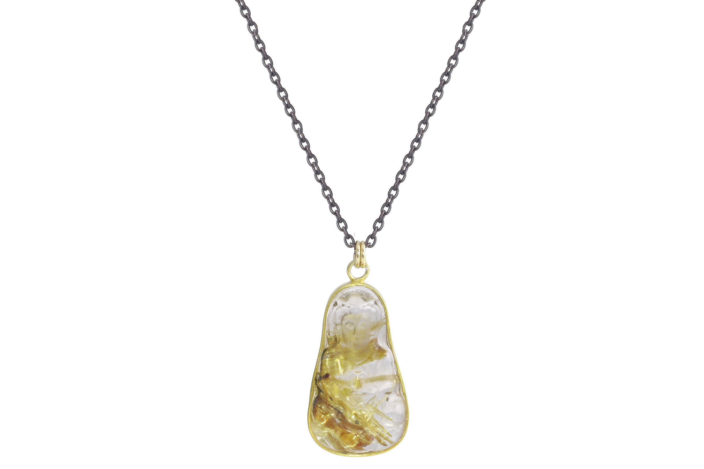 Happy Buddha rutilated quartz crystal necklace - gold filled | Aislinn collection necklace Amanda K Lockrow