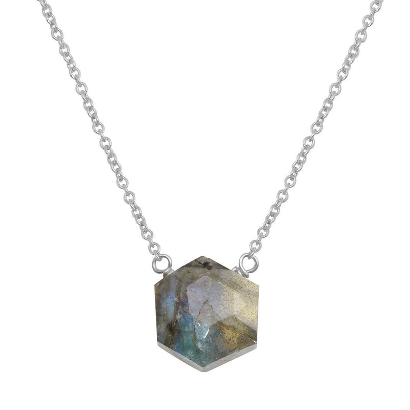Labradorite hexagon sterling silver necklace necklace Amanda K Lockrow 
