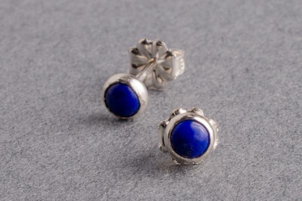 Lapis silver dot stud earrings earrings Amanda K Lockrow 