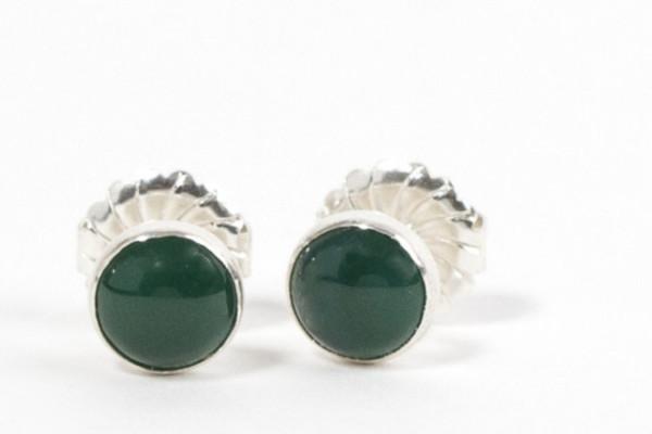 Green onyx silver stud earrings earrings Amanda K Lockrow 