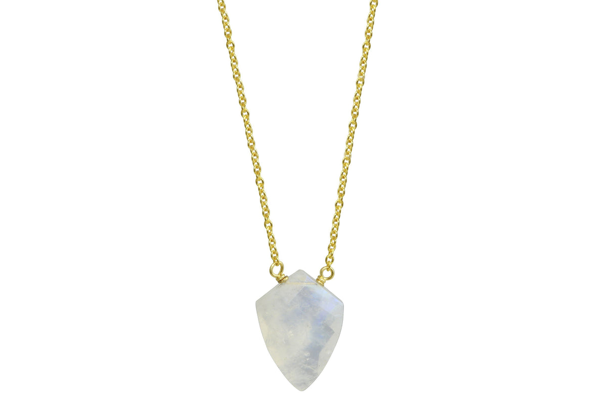Rainbow moonstone shield 14k yellow gold filled necklace - Little Rock collection necklace Amanda K Lockrow 