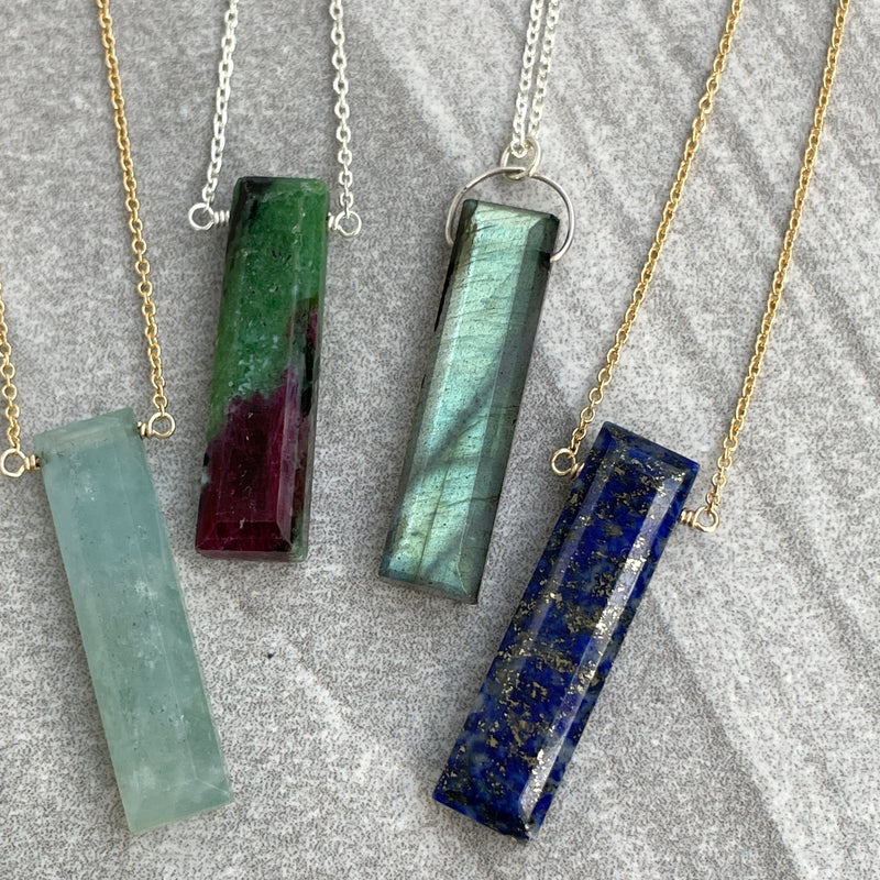 Lapis lazuli bar crystal necklace | little rock collection necklace Amanda K Lockrow