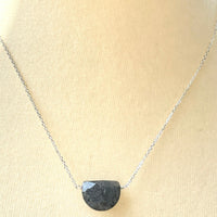 Black Sunstone half moon sterling silver necklace | Little Rock Collection necklace Amanda K Lockrow