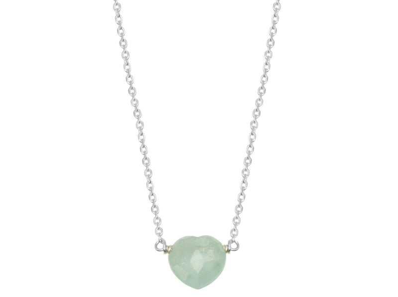 Aquamarine tiny heart silver necklace - Tiny hearts collection necklace Amanda K Lockrow 