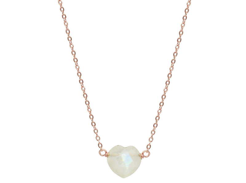 Rainbow moonstone tiny heart gold filled necklace - Tiny hearts collection necklace Amanda K Lockrow 