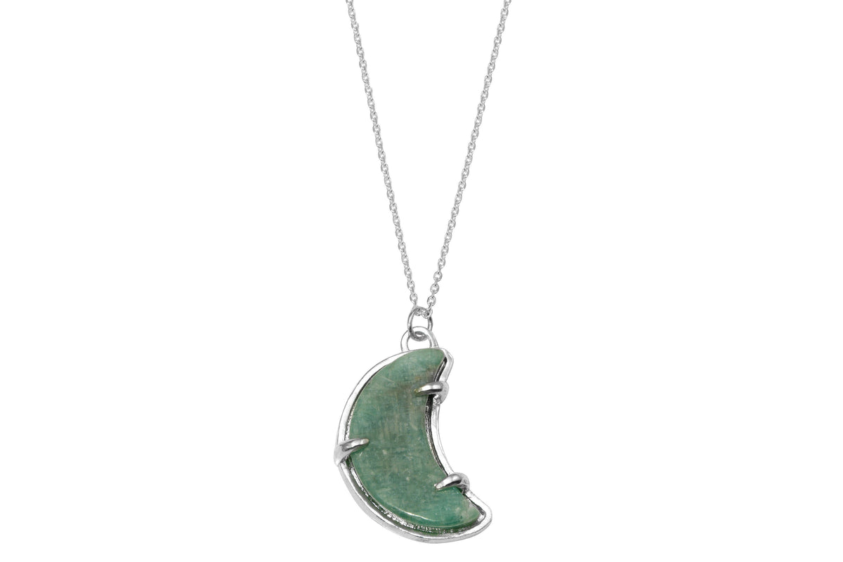 Luna amazonite moon talisman sterling silver necklace necklace Amanda K Lockrow 