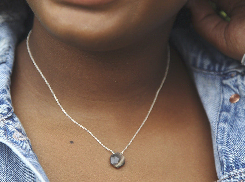 Labradorite hexagon sterling silver necklace necklace Amanda K Lockrow 
