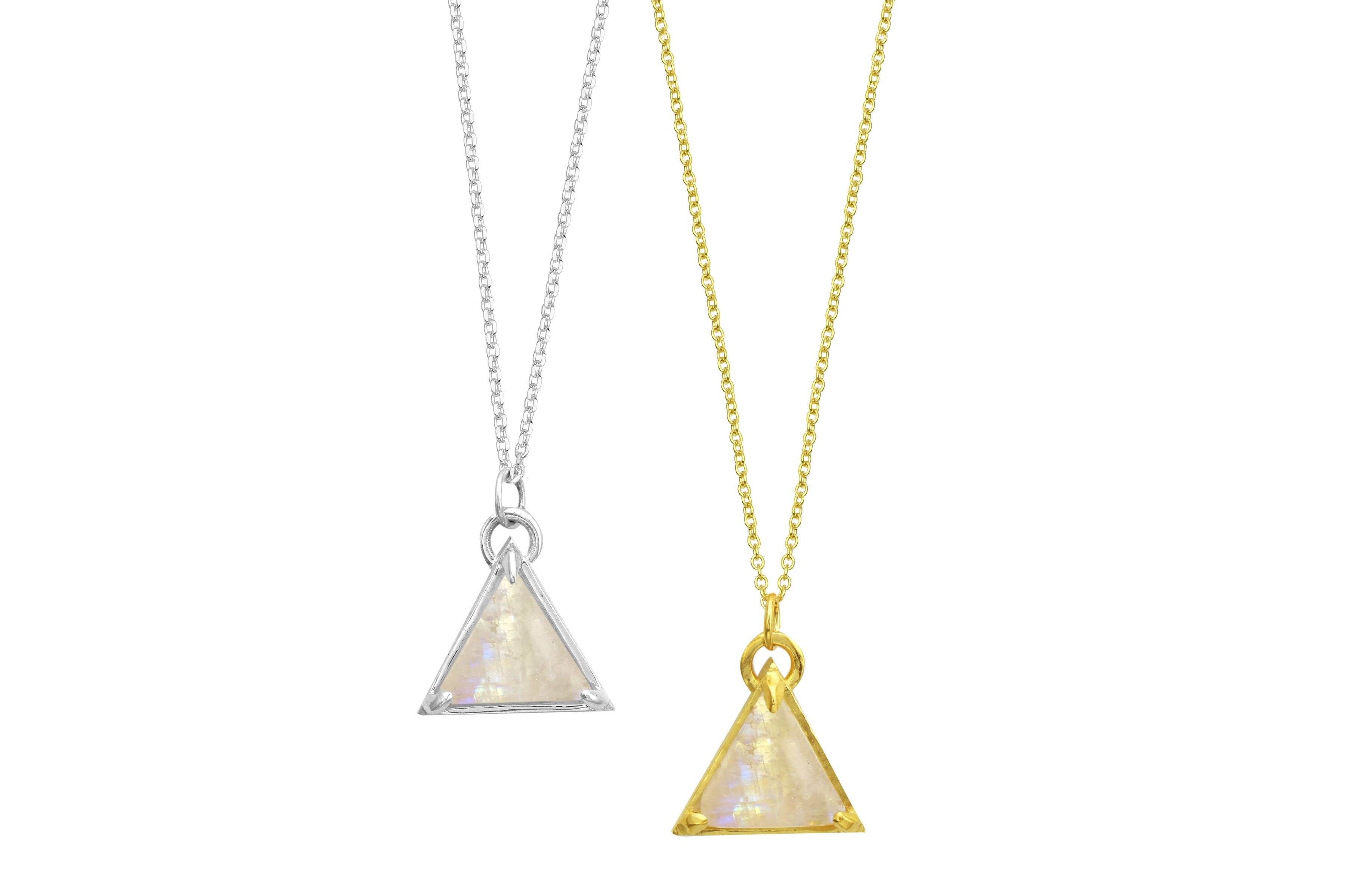 I Am Divine rainbow moonstone triangle necklace – Amanda K