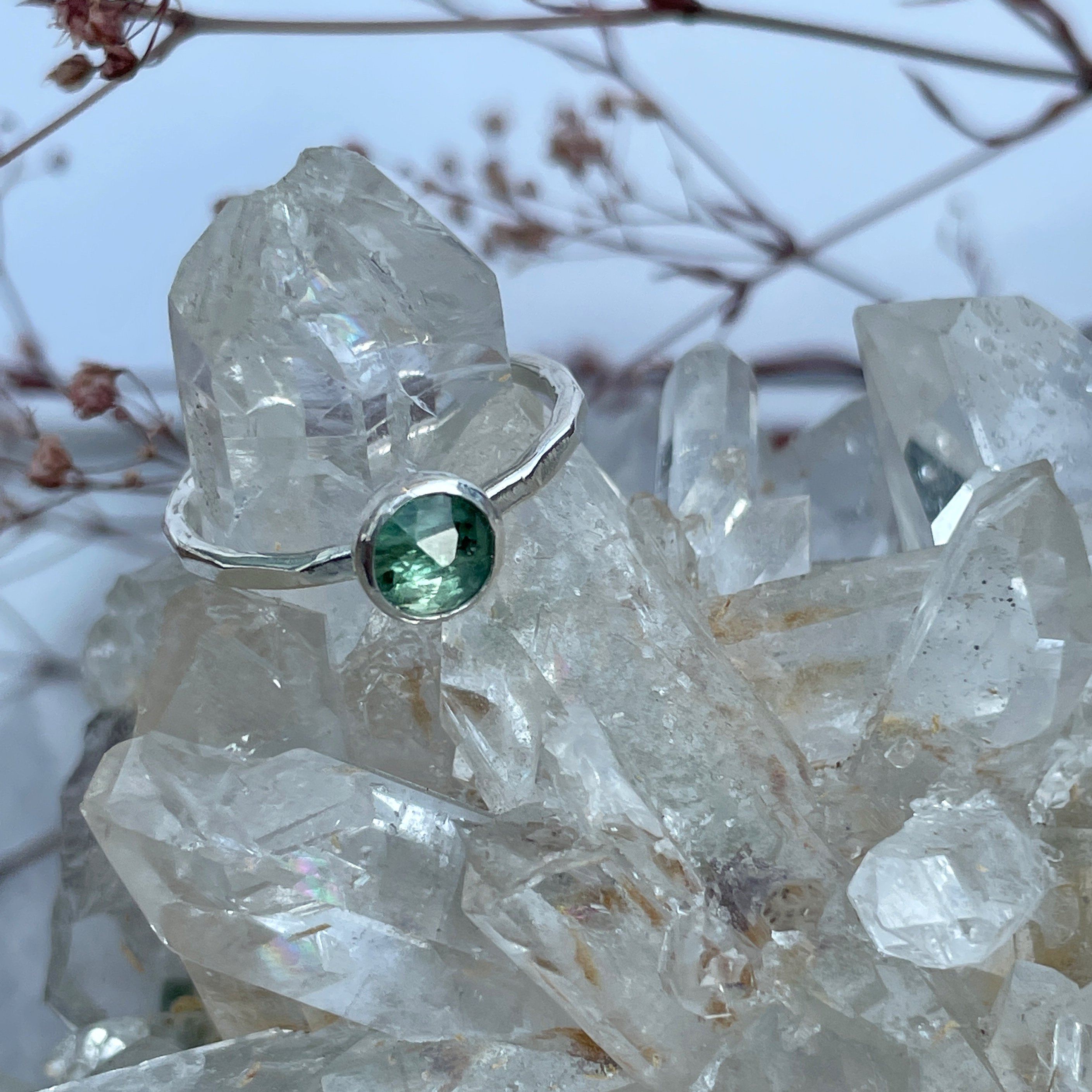 Green Kyanite sterling silver hotsell stacking ring