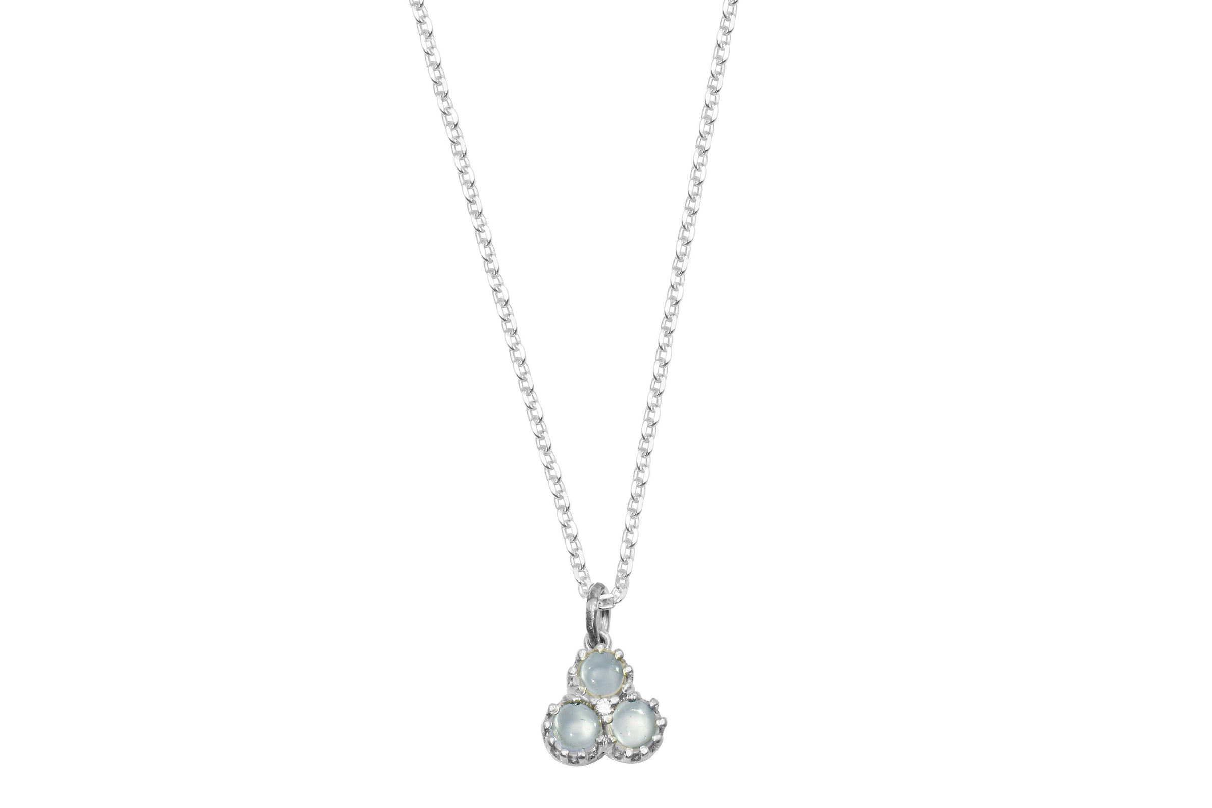 Little silver aquamarine and diamond necklace - birthstone necklace necklace Amanda K Lockrow 