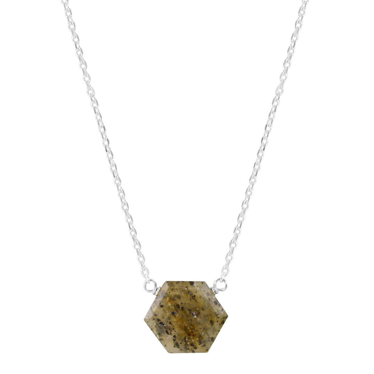 Black Sunstone hexagon necklace - sterling silver or gold filled | Little Rock Collection necklace Amanda K Lockrow