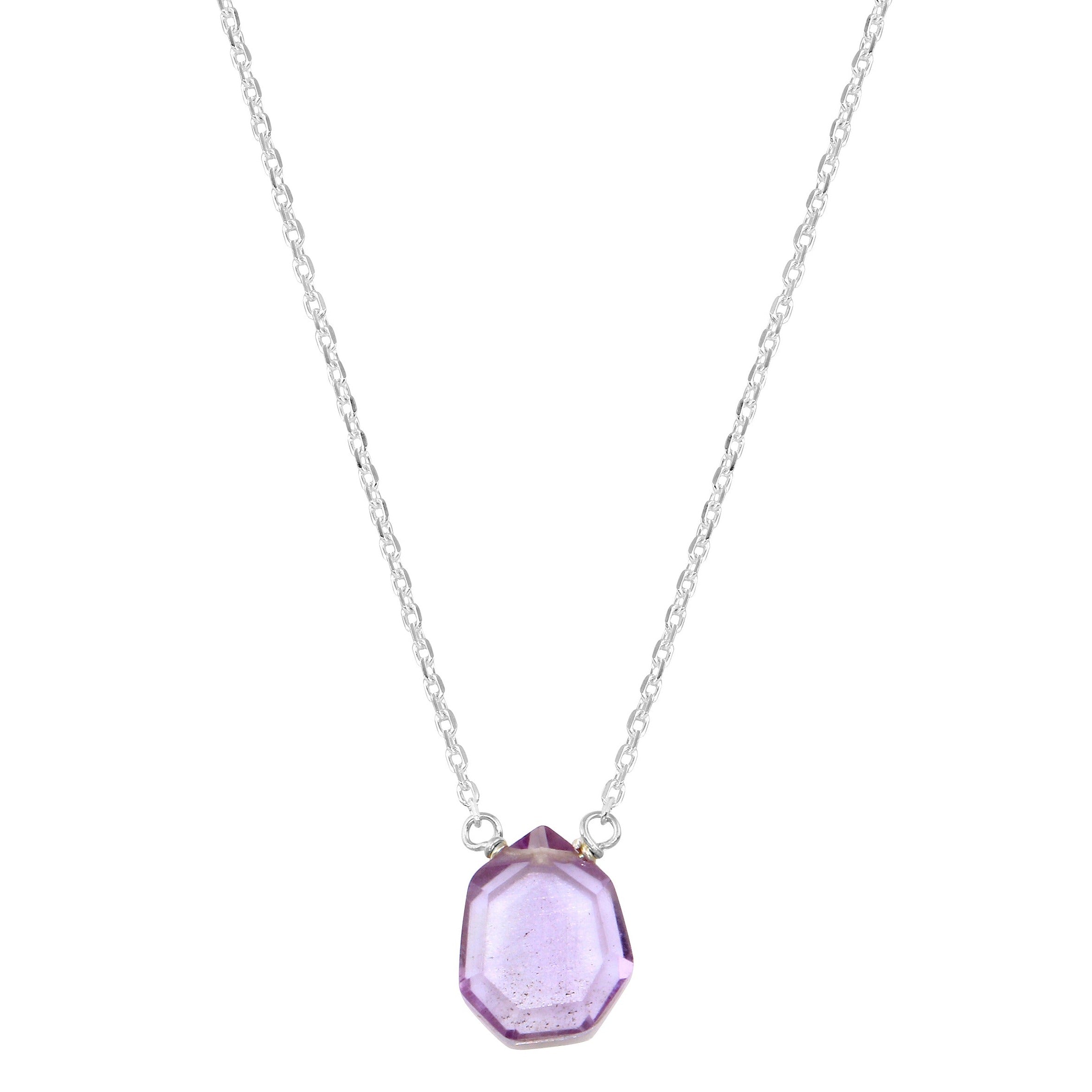 Pink Amethyst flat geo cut necklace - sterling silver or gold filled | Little Rock Collection necklace Amanda K Lockrow