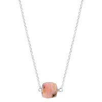 Pink Opal cube necklace - sterling silver or gold filled | Little Rock Collection necklace Amanda K Lockrow