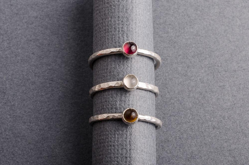 Sterling silver dainty stone stacking ring // mother's ring, graduation gift, birthstone ring ring Amanda K Lockrow 