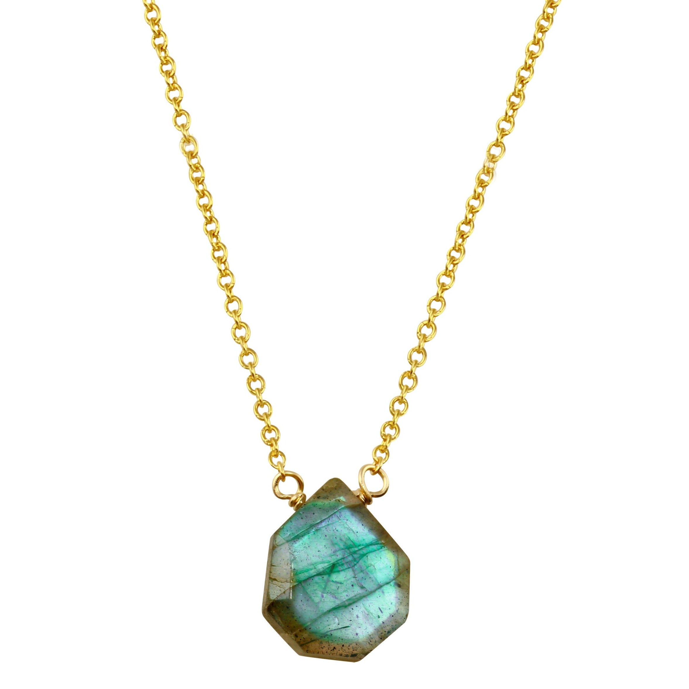 Labradorite flat geo cut necklace - sterling silver or gold filled | Little Rock Collection necklace Amanda K Lockrow